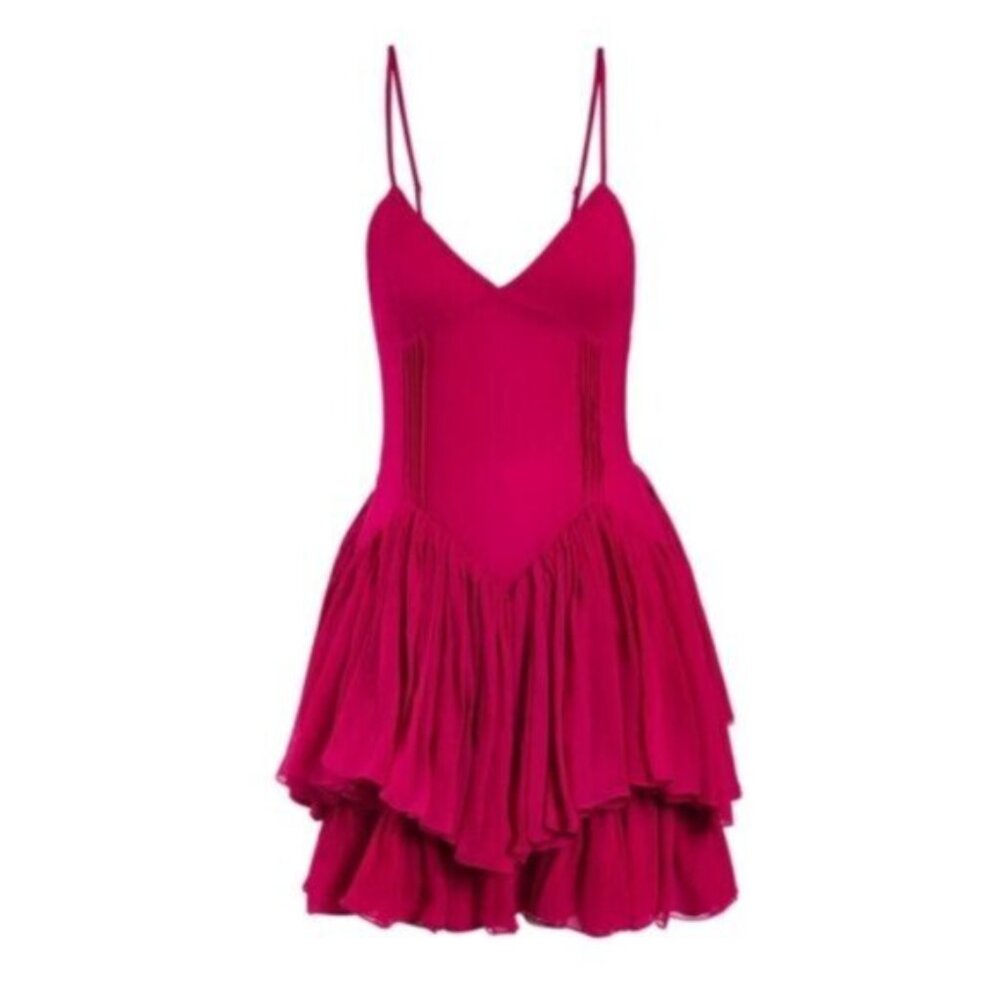 NWT Secret Mission Rasberry Ines Ruffle Mini Dress - Picture 3 of 15